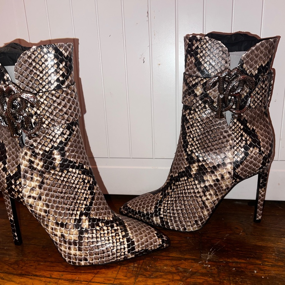 Roberto Cavalli Snakeskin Heeled Boots